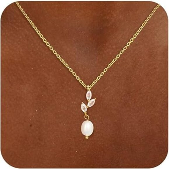 Jewelry - Pearl Necklace Gold Trendy Pearl Drop Pendant Necklace Dainty Elegant Classy